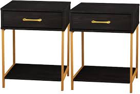 Gold nightstand set of 2. Buy Fufu Gaga Set Of 2 Nightstand Modern Bedside Table With Gold Metal Legs Minimalist And Versatile End Side Table 1 Drawers 17 7 W X 15 7 D X 22 8 H Black Online In Taiwan B096zl1brj