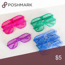 8 Pk Shutter Shades Party Glasses Blue Accessories Shutter Shades Stunna Shades