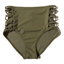 Hollister Strappy High Waist Bikini Bottom 25 Liked On Polyvore Featuring Swimwear Bikinis Bik Green Bikini Bottoms High Waisted Bikini Bottoms Swimwear