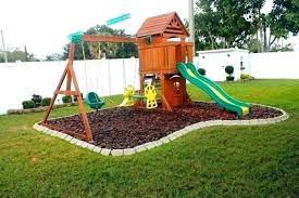 Simple Backyard Playset Mulch Rubbermulch Playsafe Playground Swing Fort Slide Play Area Backyard Backyard Playground Playground Backyard Landscaping