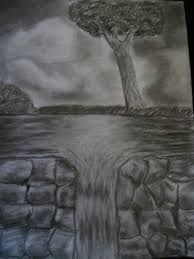 Rocks And Waterfall Realistic Pencil Drawing By Lauraharo1994 On Waterfall Drawing Realistic Drawings Realistic Pencil Drawings