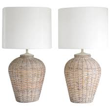Pair Of Mid Century Woven Rattan Basket Form Table Lamps From A Unique Collection Of Antique And Modern Table Lamps At Htt Vintage Table Lamp Lamp Table Lamp