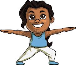 Black Girl Doing Warrior Two Yoga Cartoon Clipart Vector Friendlystock Cartoon Clip Art Black Girl Yoga Cartoon