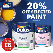 Dulux easycare washable & tough pure brilliant white soft sheen emulsion paint, 2.5l. B M Stores We Ve Launched A Brilliant 20 Off Selected Facebook