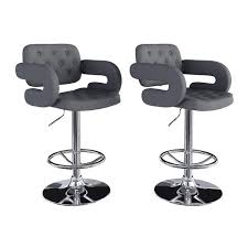 Offer your new classical kitchen or dining room décor a rich vintage flair with the. Corliving Dark Grey Button Tufted Fabric Adjustable Bar Stool With Armrests Set Of 2 Dab 228 B Rona