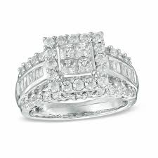 Shop for princess cut engagement rings. 1 3 4 Ct T W Quad Princess Cut Diamond Frame Engagement Ring In 14k White Gold Zales Outlet