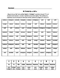 Spanish Preterite Regular Irregular Activity Based On