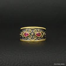 Black And Gold Jewelry Stand Ruby Cz Ring Byzantine Style 925 Sterling Silver 22k Gold Black Rhodium Plated Greek Handmade Art Rare Luxury Gold Jewelry Fashion Silver Greek Jewelry