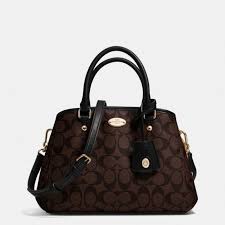 Coach Black And Brown Purse Coach Signature Mini Margot Carryall F34605 Brown Black Leather Women S Bag Brown Handbag Handbags For Men Bags