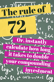 The Rule Of 72 Instantly Calculate How Long It Takes To Double Your Compounding Investment Investing Rule Of 72 Rules