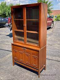 The most common china cabinet material is porcelain & ceramic. Compact Walnut China Cabinet Hutch Mcm China Cabinets Hutches For Sale Sweet Modern Akron Oh