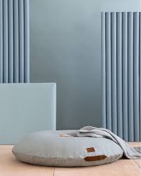 Pouf rotondo design flany, confortevole e molto comodo. Nobodinoz Pouf Rotondo Sahara Blu Riviera Cotone Bio Unisex Bambini