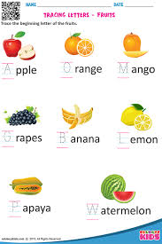 Tracing Letters Fruits Kindergarten Worksheets Alphabet Worksheets Preschool English Worksheets For Kids
