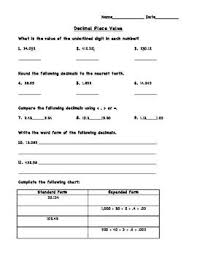 decimal place value review place value with decimals math key words place values