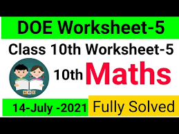 These notes contain important concepts so that students can prepare effectively for their class 10 board exam. Class 10 Maths Worksheet 5 Doe Maths Worksheet 5 Class 10 Maths In English 14 July 2021 Youtube