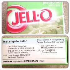 Watergate Salad Recipe From Jello Pistachio Instant Pudding Box Watergate Salad Dessert Salads Watergate Salad Recipes
