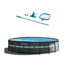 Bestway 16 Ft Round 48 In D Hard Sided Power Swim Vista Above Ground Pool Set With Pump And Aqua Vacuum 56726e In Ground Pools Round Above Ground Pool Intex