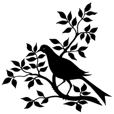 Bird On Branch Silhouette Bird Branch Silhouette Black And White Graphic Vintage Bird Clip Art Bird On Branch With Leaves Illustration Silhouette Free Bird Silhouette Silhouette Art