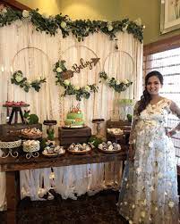 Woodland Baby Shower Set Up By Bizziebeecreations And Desserts Provided By Client Baby Shower Woodland Theme Bohemian Baby Shower Unique Baby Shower Themes
