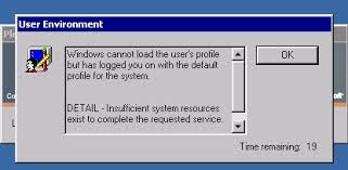 User Profile Cannot Load Due To Insufficient System Resources Winlovers