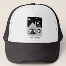 Black And White Santa Hat Cute Santa With Sack On Roof Black And White Art Trucker Hat Zazzle Com White Art Black White Hats