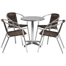 Flash Furniture Outdoor Patio Dining Set Aluminum Table With 4 Rattan Chairs Multiple Colors Sizes And Shapes Walmart Com Outdoor Table Settings Outdoor Dining Set Outdoor Furniture