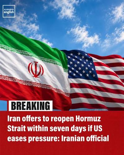 🔴 Iran has offered to reopen the Strait of Hormuz within seven days if the US takes initial steps toward easing military pressure, a senior Iranian government official tells Japan's Kyodo News
