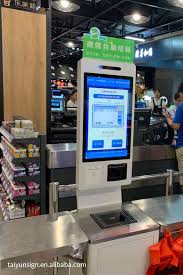 24 Inch Touch Screen Shopping Mall Self Checkout Kiosk Machine With Payment Function