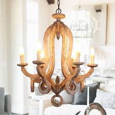 Shop Shabby Chic Candle Style 6 Light Wood Chandelier On Sale Overstock 28132516