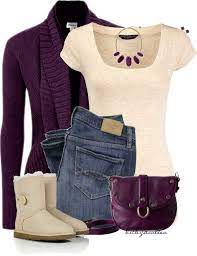 Winter Outfits Comfy Cute Purple Cardigan Fashion Autumn Fashion Style