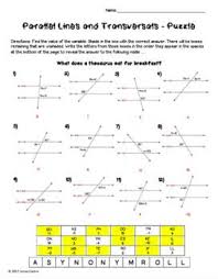 Parallel Lines And Transversals Puzzle Worksheet Geometry Lesson Plans Geometry Lessons Lesson Planet