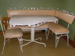 Vintage Wrought Iron Vinyl Table Bench Chair Set Rose Leaves Peach Kitchen Vintage Patio Furniture Cheap Bedroom Furniture Armchair Furniture