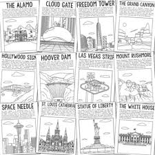 The usa flag is one of the most famous flags of the world. Usa Landmarks Coloring Pages Bulletin Board Decor Informational Text Posters
