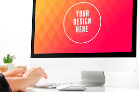 Desktop Computer On Desk Mockup 1 Psd Mockup Computer Mock Up Smartphone Imac Mock Up Pc Smart Object Photoshop Desktop Computers Computer Mockup