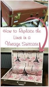 How To Line A Suitcase Vintage Suitcase Makeover Suitcase Decor Diy Projects Vintage Vintage Suitcases