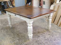Dining Room Interior Kitchen Charming Two Tone Old Fashion Veneer For Rectangle Teak Wood Farmhouse Table Upscale Furniture Inspiration With Turned Legs And