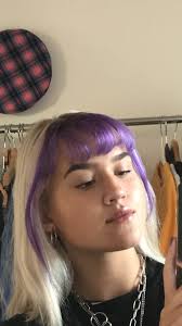 Purplebangs Blonde Hair With Purple Bangs Hege Source By Bigsis706 In 2020 Short Hair With Bangs Hair Inspo Color Blonde Hair With Bangs