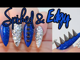 Since acrylic nails are a combination of liquid monomer and powder polymer when applied to your nails and exposed to the air, they form a hard layer, so you're guaranteed to have cute and strong nails. Spiked Edgy Royal Blue Stiletto Acrylic Nails Tutorial Youtube