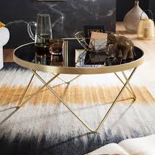 Ein couchtisch muss natürlich nicht nur gut aussehen, sondern auch etwas können. Wohnling Couchtisch O 82 Cm Schwarz Matt Gold Real De