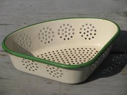 old cream and green enamelware sink