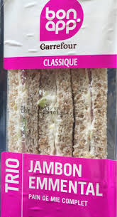 Sandwich Pain De Mie Trio Jambon Bon App Carrefour 230g