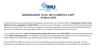 How can a foreigner leave malaysia during or after the mco if his tourist visa expired because of the mco ? Imu Malaysia On Twitter Stayathome Besociallyresponsible Let S All Play Our Part To Curb The Spread Of Covid 19 As The Mco Has Been Extended To 14 April 2020 Please Take Note Of