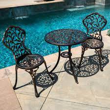 Table includes metal industrial base, reclaimed wood top and casters colors will flore counter stool — the ultimate statement in bistro style, reborn as a stunning stool: 3pc Bistro Set In Antique Outdoor Patio Furniture Leaf Design Cast Aluminum New Ebay