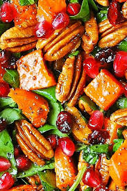 Salad with goat cheese pears can d pecans and maple. Butternut Squash And Spinach Salad With Pecans Cranberries Pomegranate Julia S Album