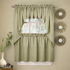 Shop the many different headers and styles! Sage Solid Opaque Ribcord Kitchen Curtains Choice Of Tiers Valance Or Swag Walmart Com Walmart Com