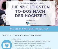 Auf der rückfahrt von sankt petersburg, wo die hochzeit stattgefunden hatte, bekam der herzog hohes fieber. Checkliste Nach Der Hochzeit Pdf Alle To Dos Behordengange