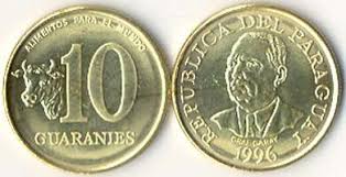 With hebe duarte, emilio barreto, jazmin bogarin. Coin Paraguay 10 Guarani