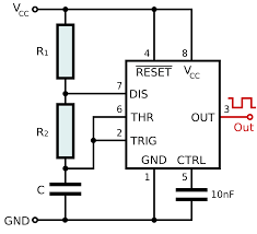 The following image shows a simplified circuit of 555 timer ic in astable mode. File 555 Astable Diagram Svg Wikimedia Commons
