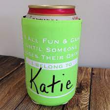 Green Custom Diy Koozie Holding Beer Can Custom Koozies Koozies Diy Silhouette School