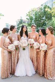 Must See Rose Gold Bridesmaid Dresses Paired With Blush Bouquets Rose Gold Bridesmaid Dress Rose Gold Bridesmaid Dress Long Long Gold Bridesmaid Dresses